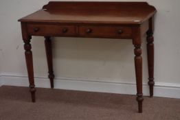 Victorian mahogany side table fitted with two drawers, W105cm, H79cm,