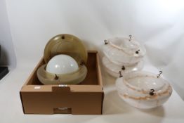 Three similar 1930's glass light fittings and three others Condition Report <a