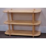 Light wood three tier side table/shelving unit, W120cm, H83cm,