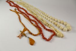 Vintage amber, coral and ivory jewellery Condition Report <a href='//www.
