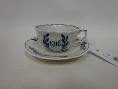 Meissen porcelain 1914-1916 Military commemorative cup and saucer,