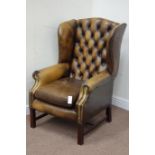 Georgian style wing chair upholstered in brown leather Condition Report <a