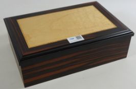 Rosewood work box with bird's eye maple top, lined interior,