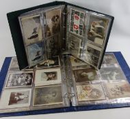 Two albums of 19th Century and later postcards mostly portraits and over 100 depicting St Bernard