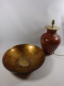 Chinoiserie lamp base and a glass centre bowl Condition Report <a href='//www.