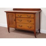Edwardian mahogany and satinwood banded cabinet fitted with single cupboard and three drawers,