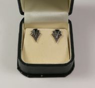 Pair of black onyx and marcasite ear-rings stamped 925 Condition Report <a