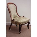Victorian mahogany framed spoon back upholstered nursing chair Condition Report