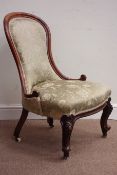 Victorian mahogany framed spoon back upholstered nursing chair Condition Report