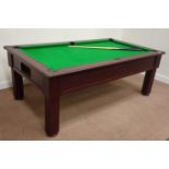 Mahogany finish 6' x 3' slate bed pool snooker table, 214cm x 122cm,