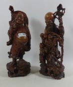 Pair wooden carved mid 20th century Chinese figures Condition Report <a