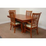 Cherry wood finish extending dining table with leaf (H76cm, 162cm - 208cm (with leaf)),