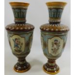 Pair Villeroy and Boch Mettlach stoneware pedestal vases,