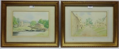 'Grassington & Summer in Wharfedale' pair of watercolours signed Roger Davies 20cm x 28cm (2)