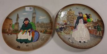 Two Royal Doulton moulded plates 'Silks and Ribbons' and 'Biddy Penny Farthing' (2)