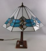 Leaded stained glass lamp shade on metal base (This item is PAT tested - 5 day warranty from date