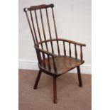 18th century country elm high stick back Windsor chair Condition Report H: 84cm,