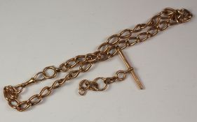 Rose gold watch chain hallmarked 9ct by J W Benson approx. 56.