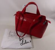 Lulu Guinness crocodile effect red leather 'Hillary' handbag (with dust bag) Condition