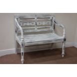 Regency style white wash finish garden bench,