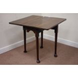 Georgian mahogany drop leaf table raised on gate leg pad foot base, 83cm x 80cm,