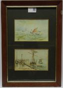 'Shipping off The Coast' pair of watercolours framed as one signed J T Allerston and dated 1893