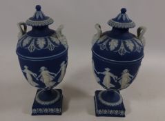 Pair of early 20th century Wedgwood classical urn shaped vases,