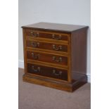 Edwardian mahogany four drawer chest, satin wood banded, plinth base, W75cm, H75cm,