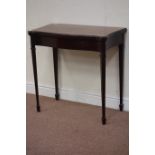 Early 20th century serpentine card table, foldover baize lined top,