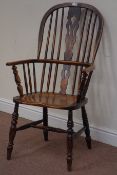 19th century elm and ash Windsor armchair, double hoop,