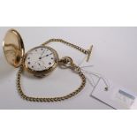 Gold-plated Thomas Russell & Son, Liverpool, crown wind full hunter quarter repeater pocket watch,