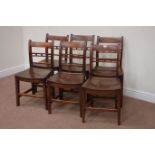 Matched set six 19th century country elm chairs,