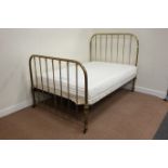 Victorian brass 4' 6" double bedstead with bed base and mattress Condition Report
