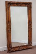Rectangular classical wall mirror in heavy swept frame with bevelled glass,