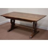 20th century rectangular oak dining refectory table,