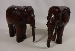 Pair of 19th early 20th century African carved hardwood elephants brought back from Boer War