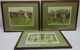 Playing Tennis, pair colour prints after Arthur Hopkins 24cm x 31cm,