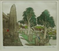 'First Sight Rudston', hand coloured etching with aquatint artist's proof no.