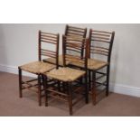 Harlequin set four early 19th century elm country chairs with rush seats Condition Report