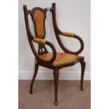 Early 20th century walnut armchair with upholstered seat,