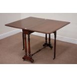 Victorian mahogany Sutherland table raised on turned gateleg base, 88cm x 104cm (open),