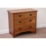 Edwardian walnut three drawer chest, W92cm, H82cm,