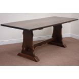 20th century oak rectangular refectory table, 197cm x 80cm,