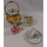 Royal Doulton 'Bo Peep' figurine, Carlton Ware pottery Harrods bag,