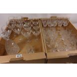 Four sets of crystal and cut glass drinking glasses,