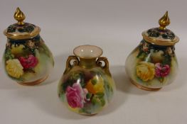 Pair of Royal Worcester pot pourri jars, no.