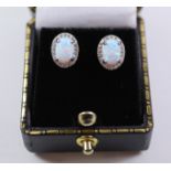 Pair opal cluster ear-rings stamped 925 Condition Report <a href='//www.