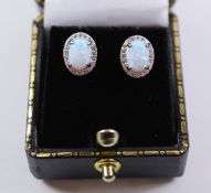 Pair opal cluster ear-rings stamped 925 Condition Report <a href='//www.