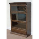 Early 20th century oak 'Globe Wernicke' style three tier bookcase, with single drawer to base,