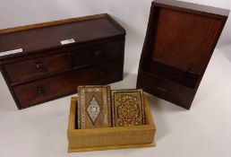 Small Victorian mahogany chest honesty box and other treen boxes etc Condition Report